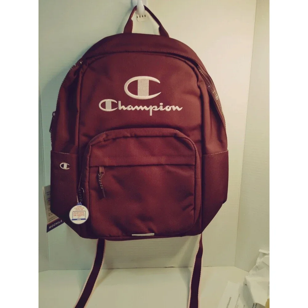 Champion Burgundy Kids Backpack Logo Zip, Laptop Sleeve, Reflective, Pockets